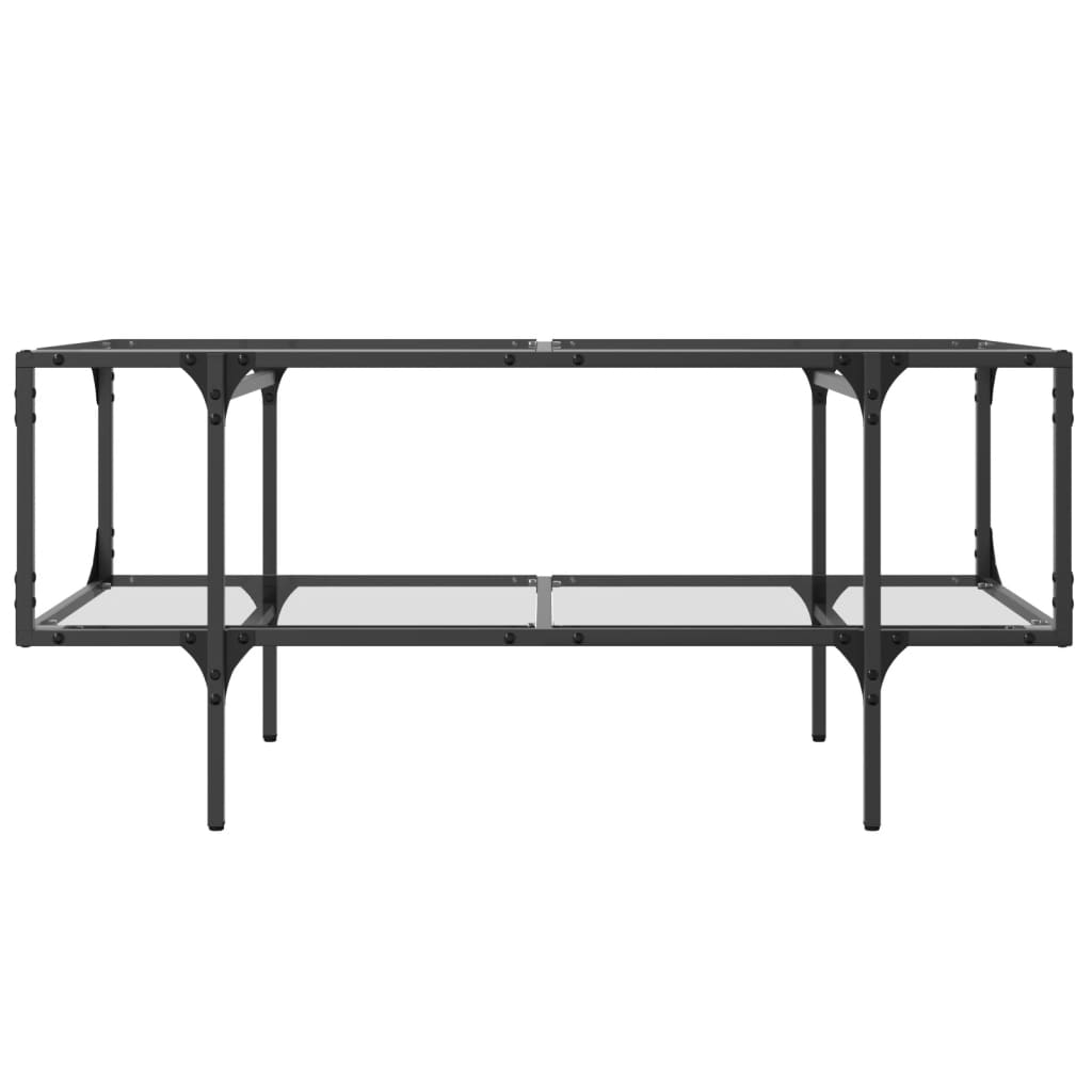 Mesa de centro c/ topo em vidro transparente 98,5x50x45 cm aço