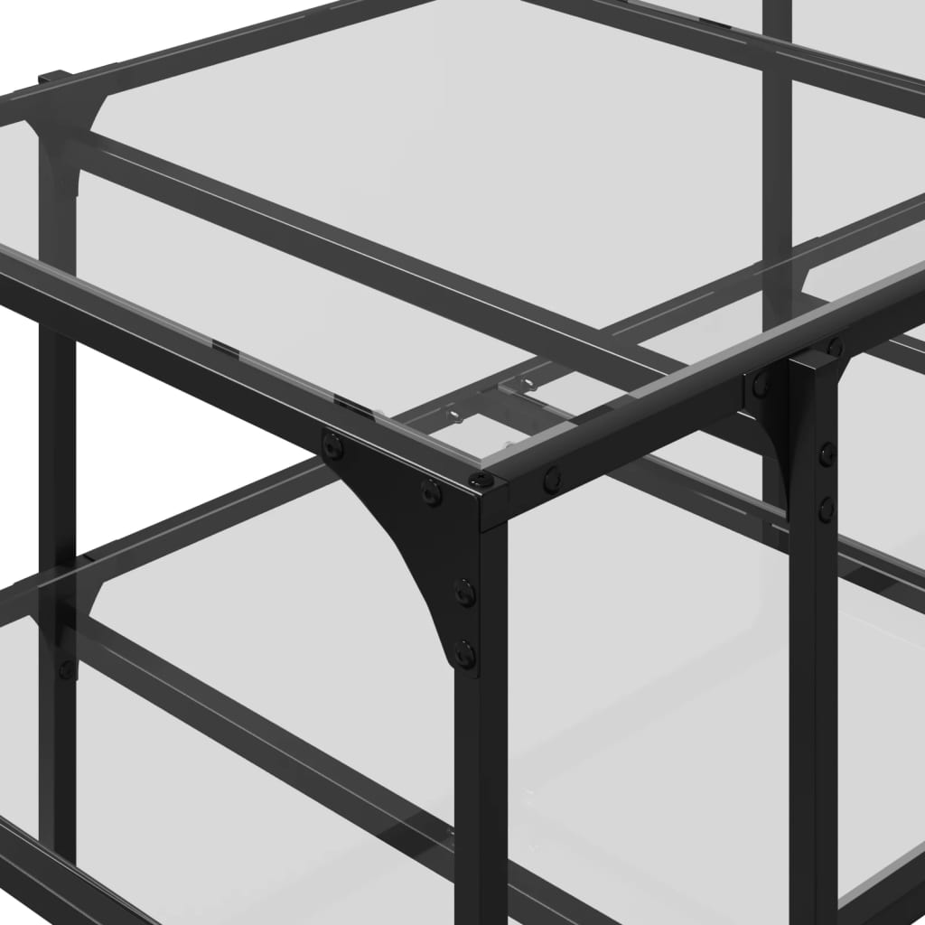 Mesa de centro c/ topo em vidro transparente 98,5x50x45 cm aço