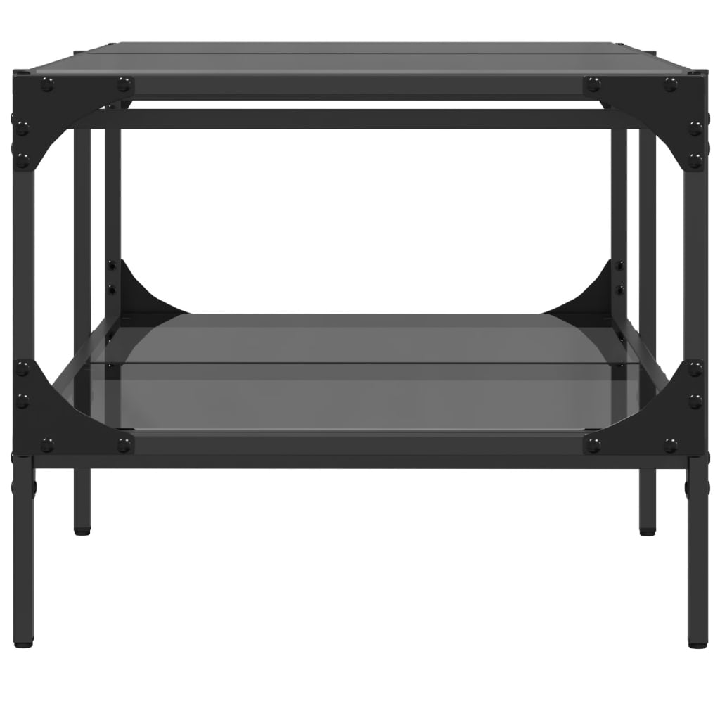 Mesa de centro com topo em vidro preto 98,5x50x45 cm aço