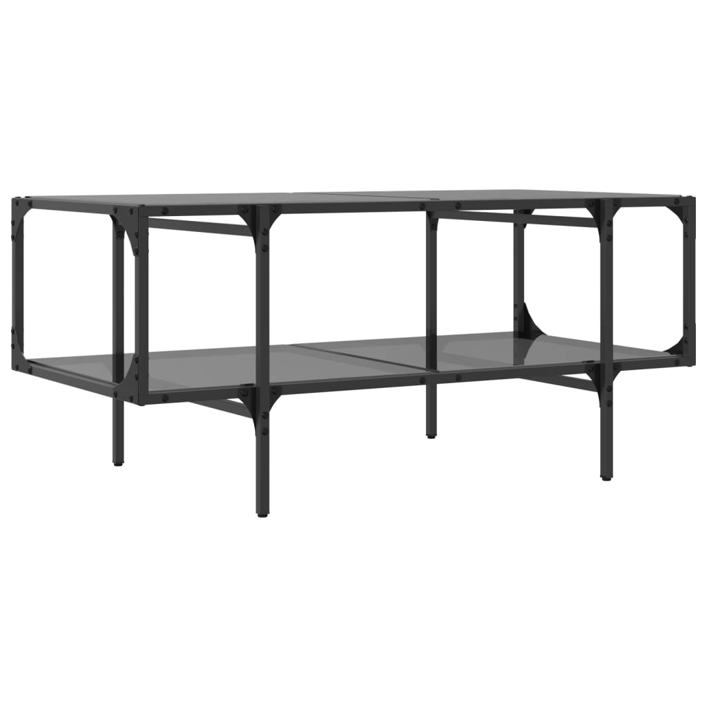 Mesa de centro com topo em vidro preto 98,5x50x45 cm aço