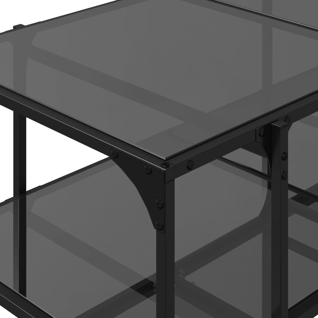 Mesa de centro com topo em vidro preto 98,5x50x45 cm aço