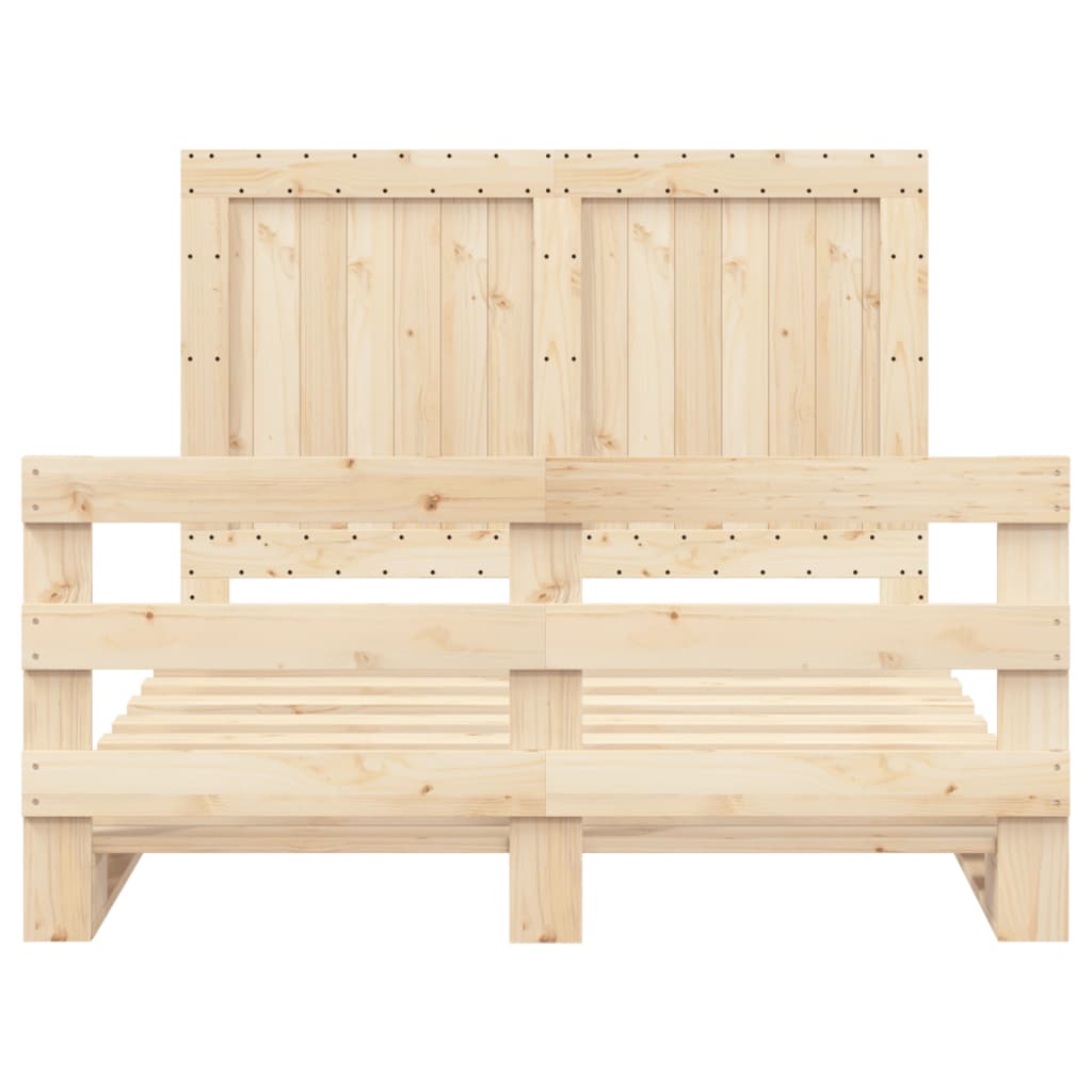 Estrutura de cama com cabeceira 140x200 cm pinho maciço