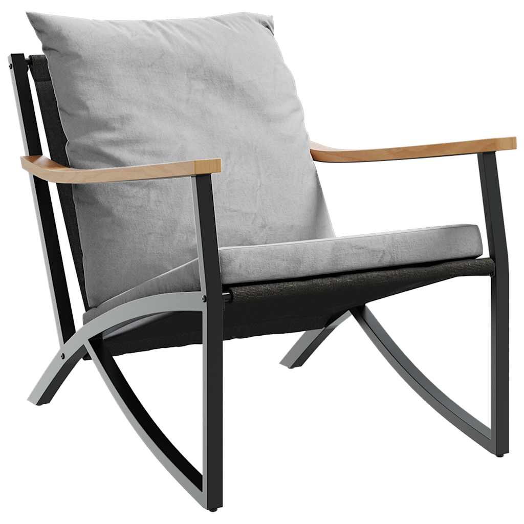 4 pcs conjunto mobiliário de varanda com almofadões aço preto