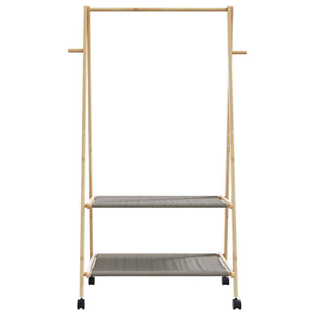 Cabide com prateleiras e rodas 96x45,5x155,5 cm bambu