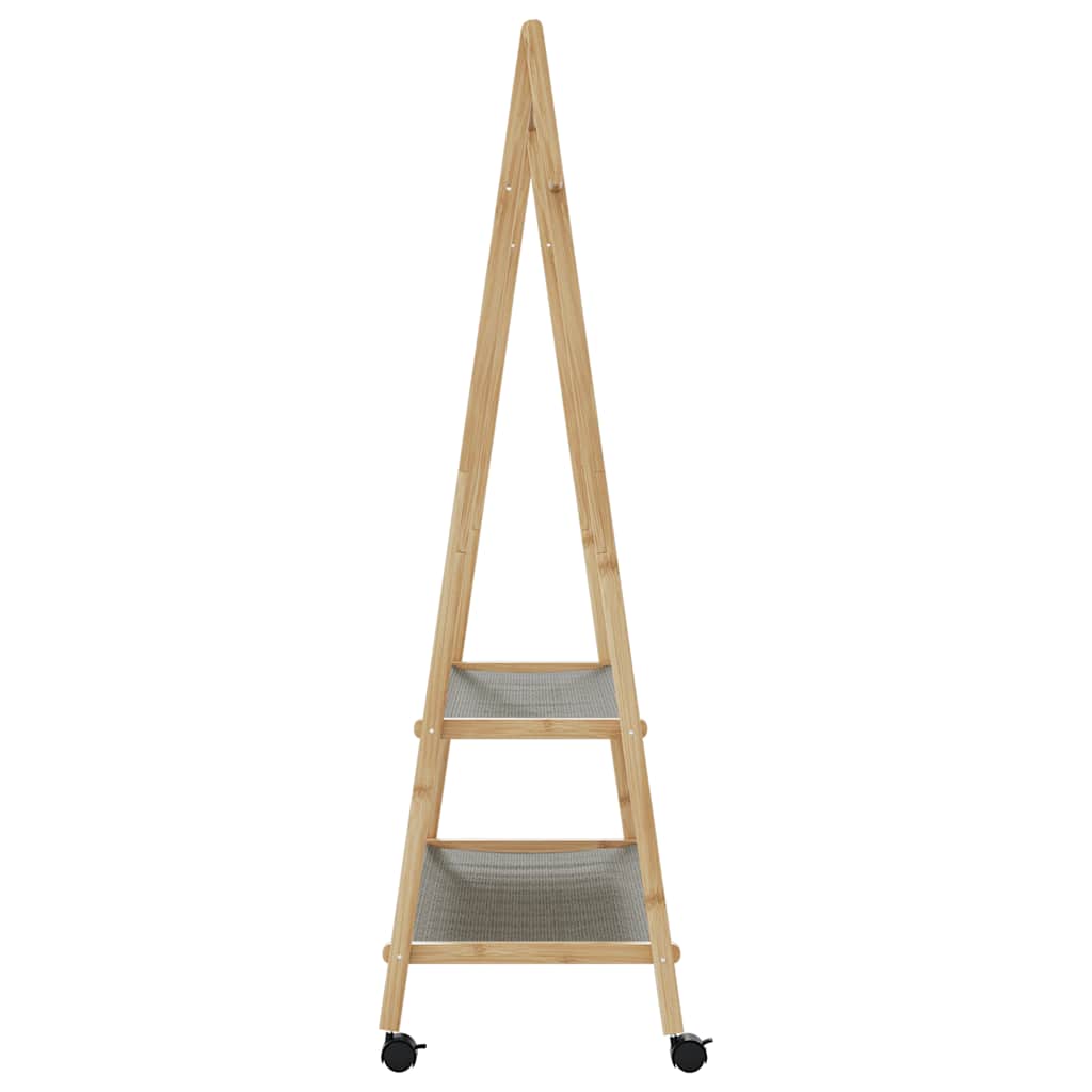 Cabide com prateleiras e rodas 96x45,5x155,5 cm bambu