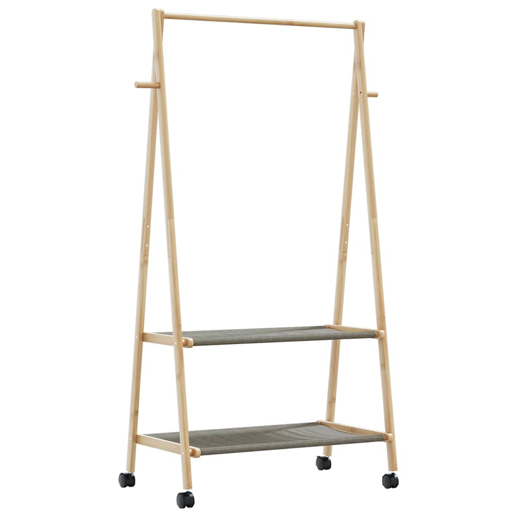 Cabide com prateleiras e rodas 96x45,5x155,5 cm bambu