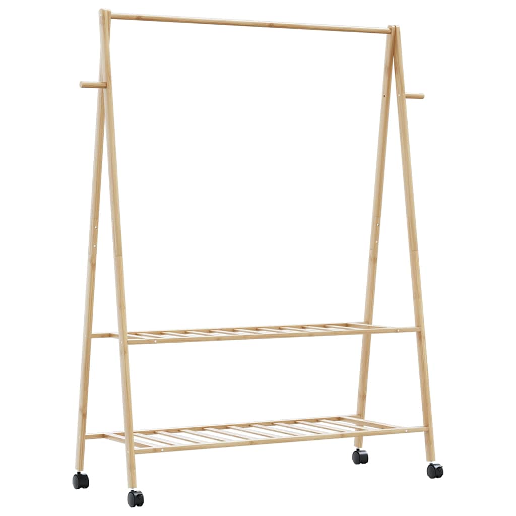 Cabide com prateleiras e rodas 132x45,5x155,5 cm bambu