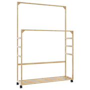 Cabide com prateleiras e rodas 90x35x155 cm bambu