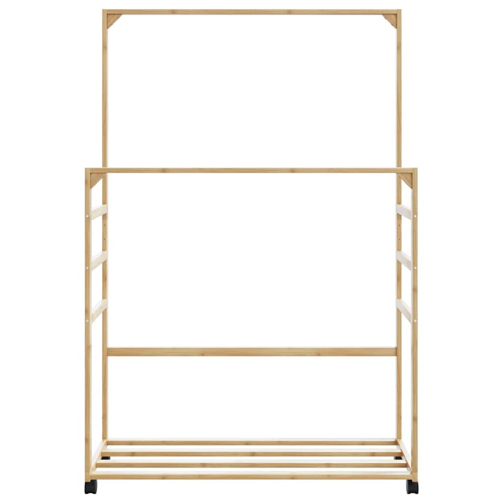 Cabide com prateleiras e rodas 90x35x155 cm bambu