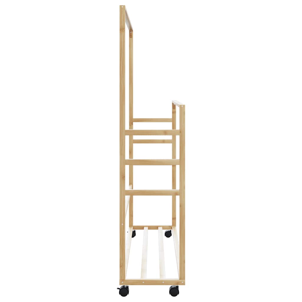 Cabide com prateleiras e rodas 90x35x155 cm bambu