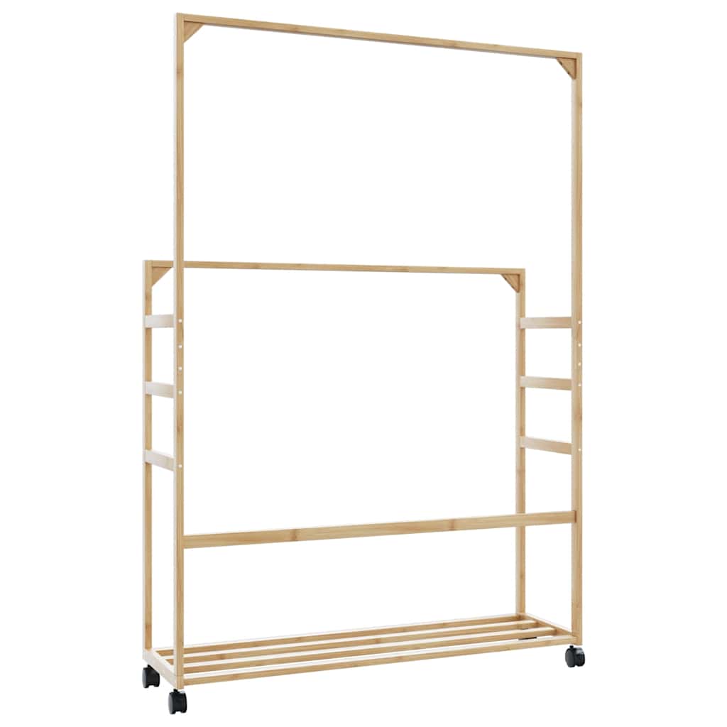 Cabide com prateleiras e rodas 90x35x155 cm bambu