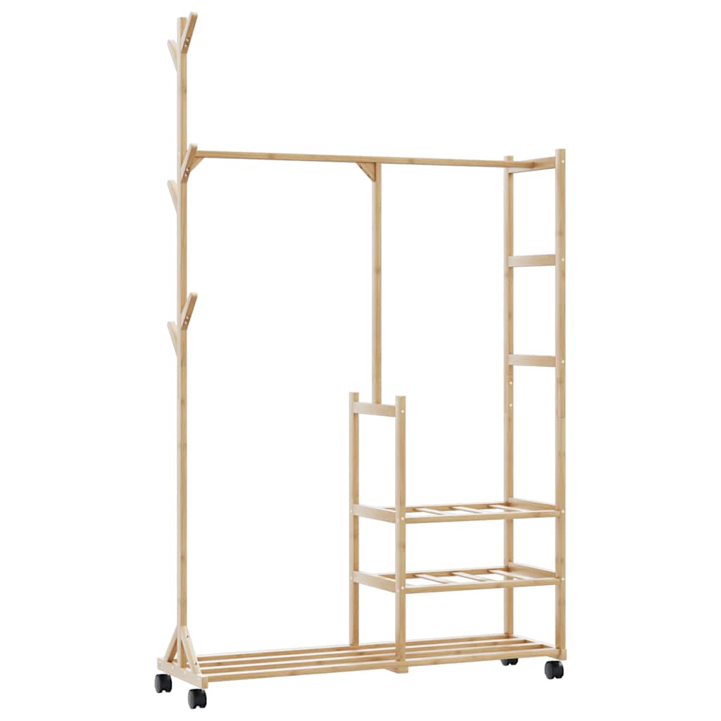Cabide com prateleiras e rodas 100x38x175,5 cm bambu