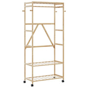 Cabide com prateleiras e rodas 90x40x179,5 cm bambu