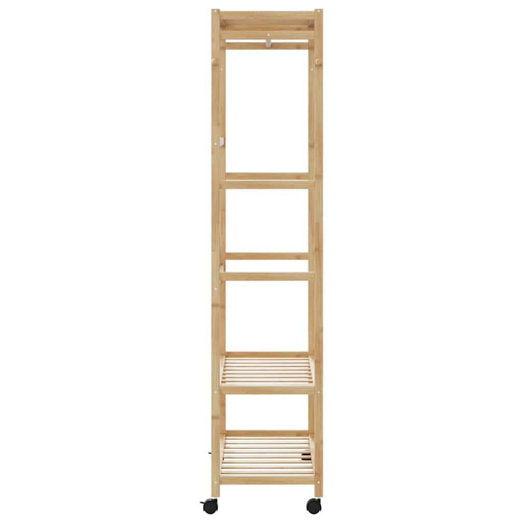 Cabide com prateleiras e rodas 90x40x179,5 cm bambu