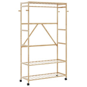 Cabide com prateleiras e rodas 110x40x180 cm bambu