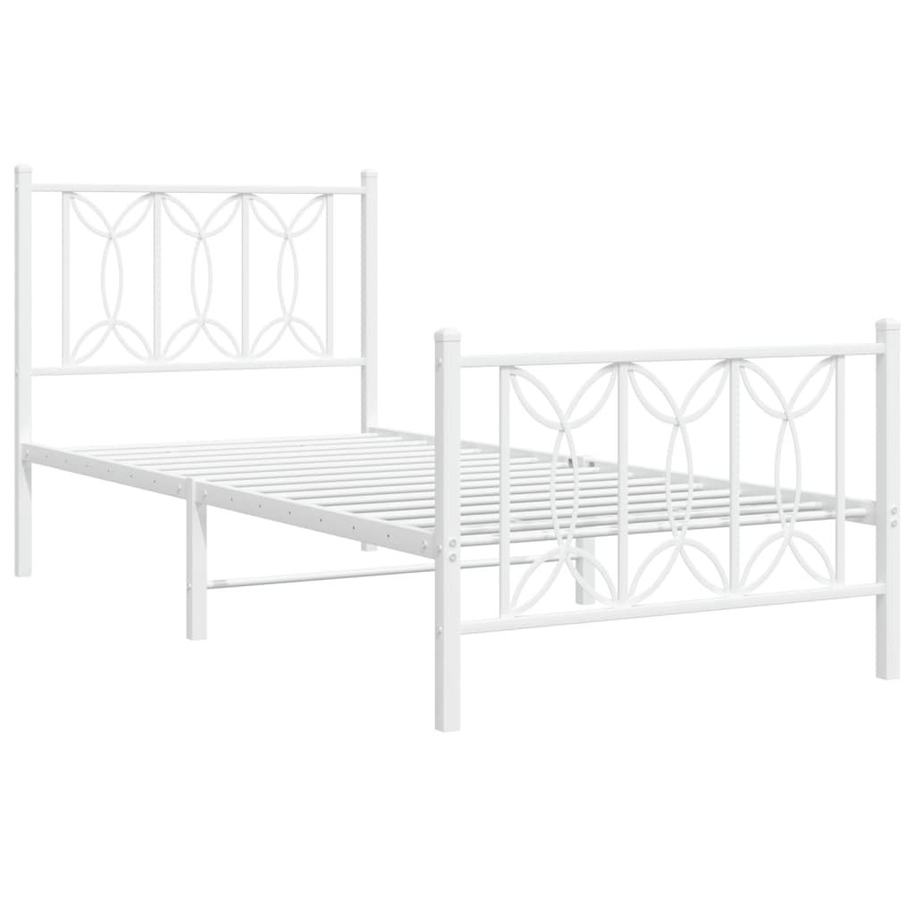 Estrutura de cama com cabeceira e pés 75x190 cm metal branco