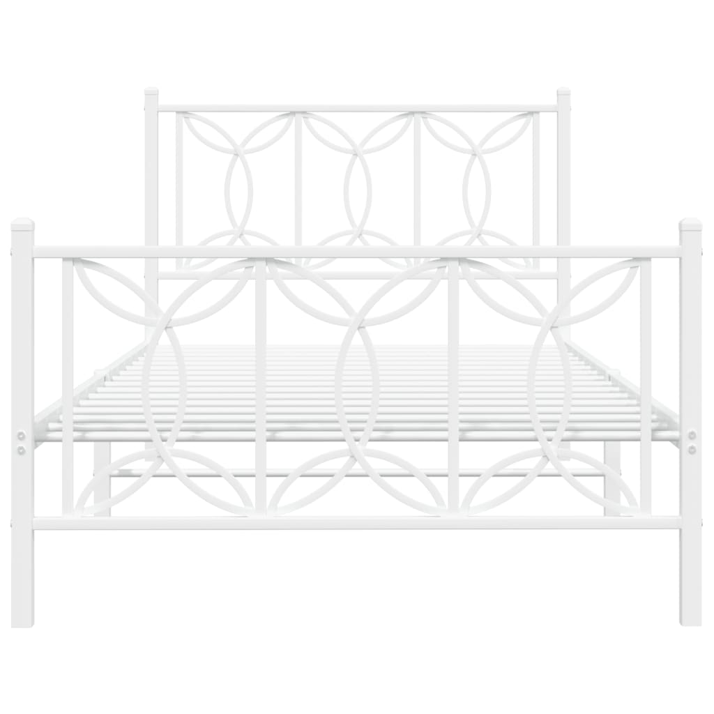 Estrutura de cama com cabeceira e pés 107x203 cm metal branco