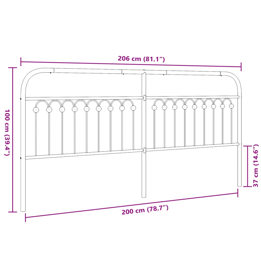 Cabeceira de cama 200 cm metal branco