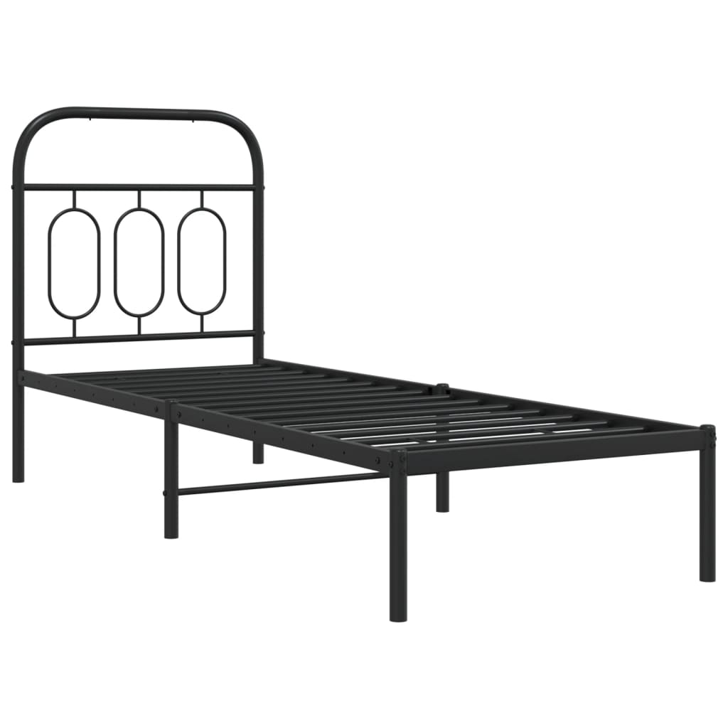 Estrutura de cama metal s/ colchão c/ cabeceira 75x190 cm preto