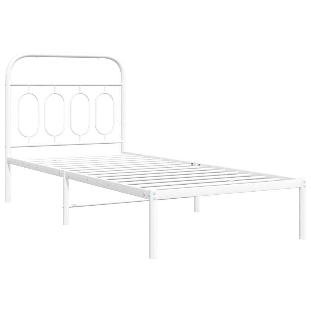 Estrutura de cama com cabeceira 90x200 cm metal branco
