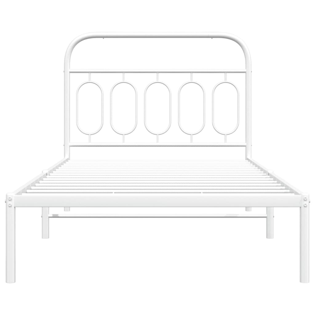 Estrutura de cama com cabeceira 100x200 cm metal branco