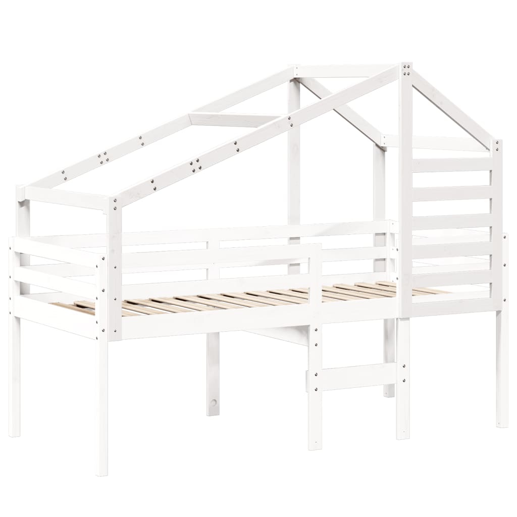 Telhado de cama infantil 188x97x113 cm pinho maciço branco