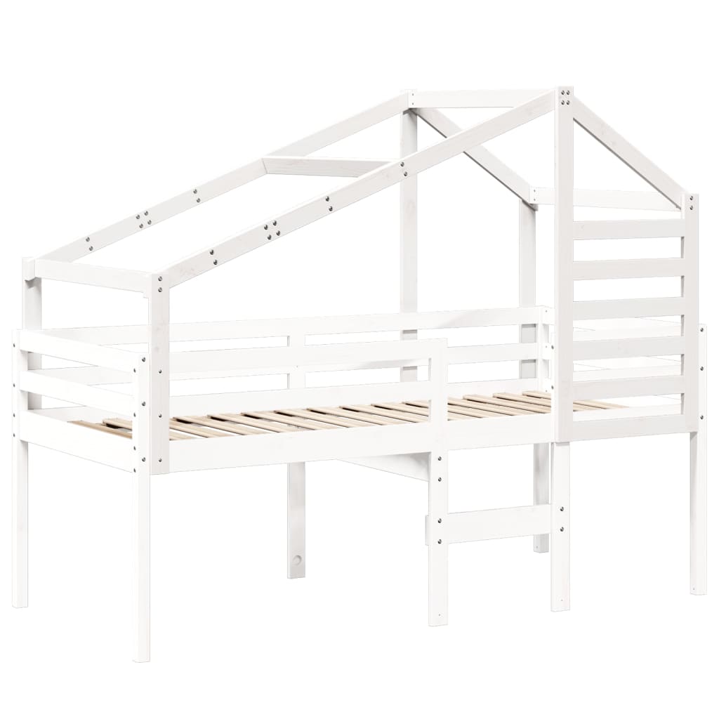 Telhado de cama infantil 188x82x113 cm pinho maciço branco