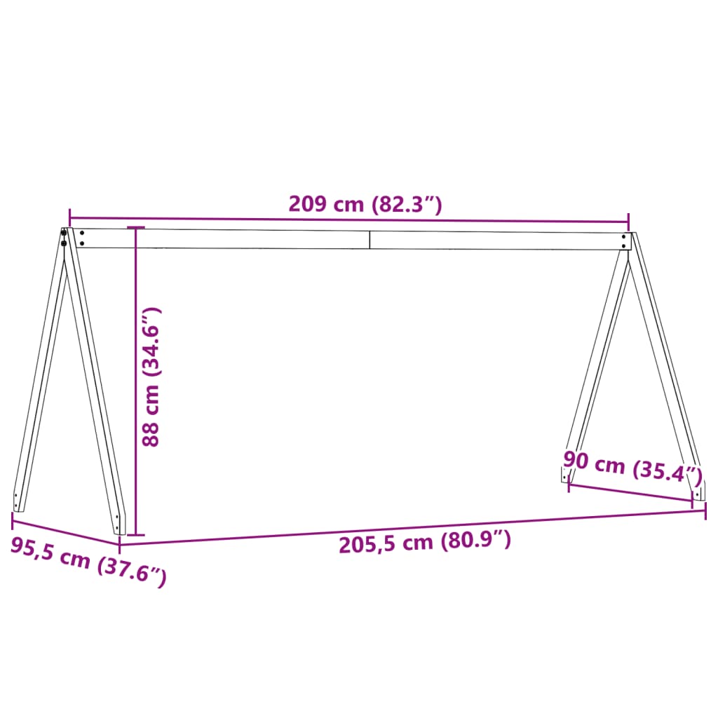 Telhado de cama infantil 209x95,5x88 cm madeira pinho maciça