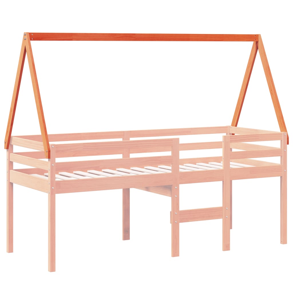 Telhado cama infantil 199x80,5x88 cm pinho maciço castanho-mel