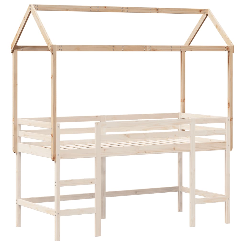 Telhado de cama infantil 217x95,5x159cm madeira de pinho maciça