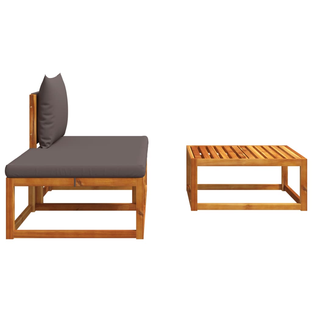 Conjunto de sofás de jardim  de 3 peças com almofadas de madeira de acácia e corda