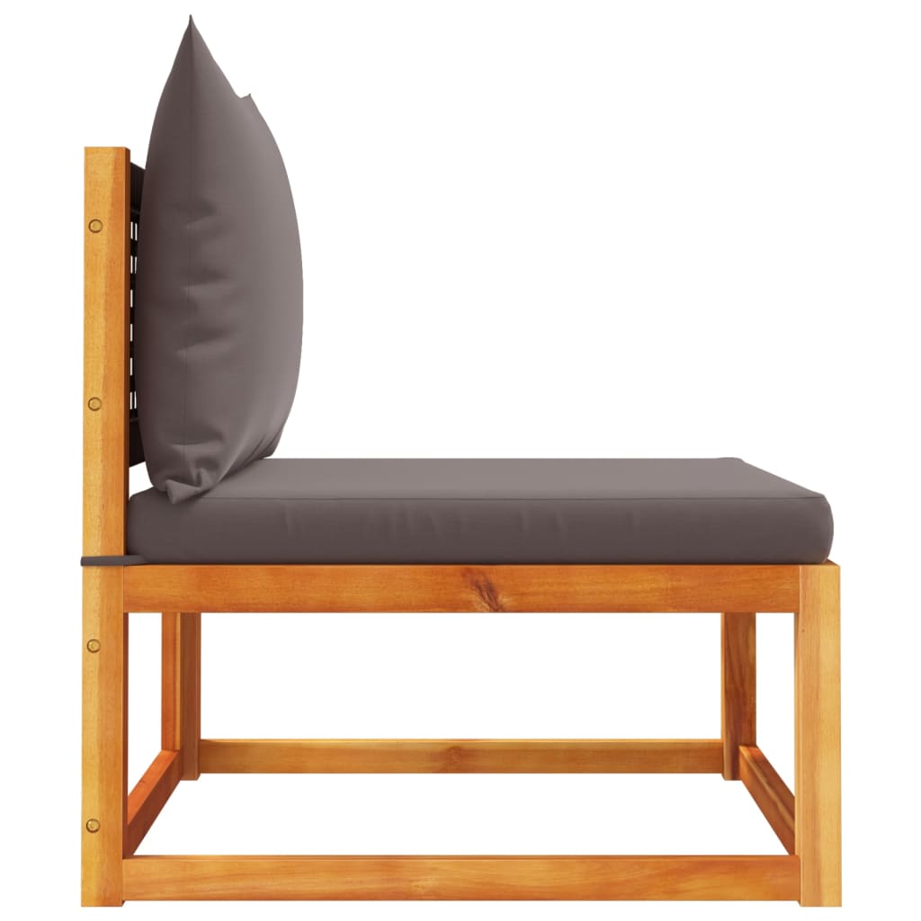 Sofá de jardim  sem braços com almofadas, madeira de acácia e vime