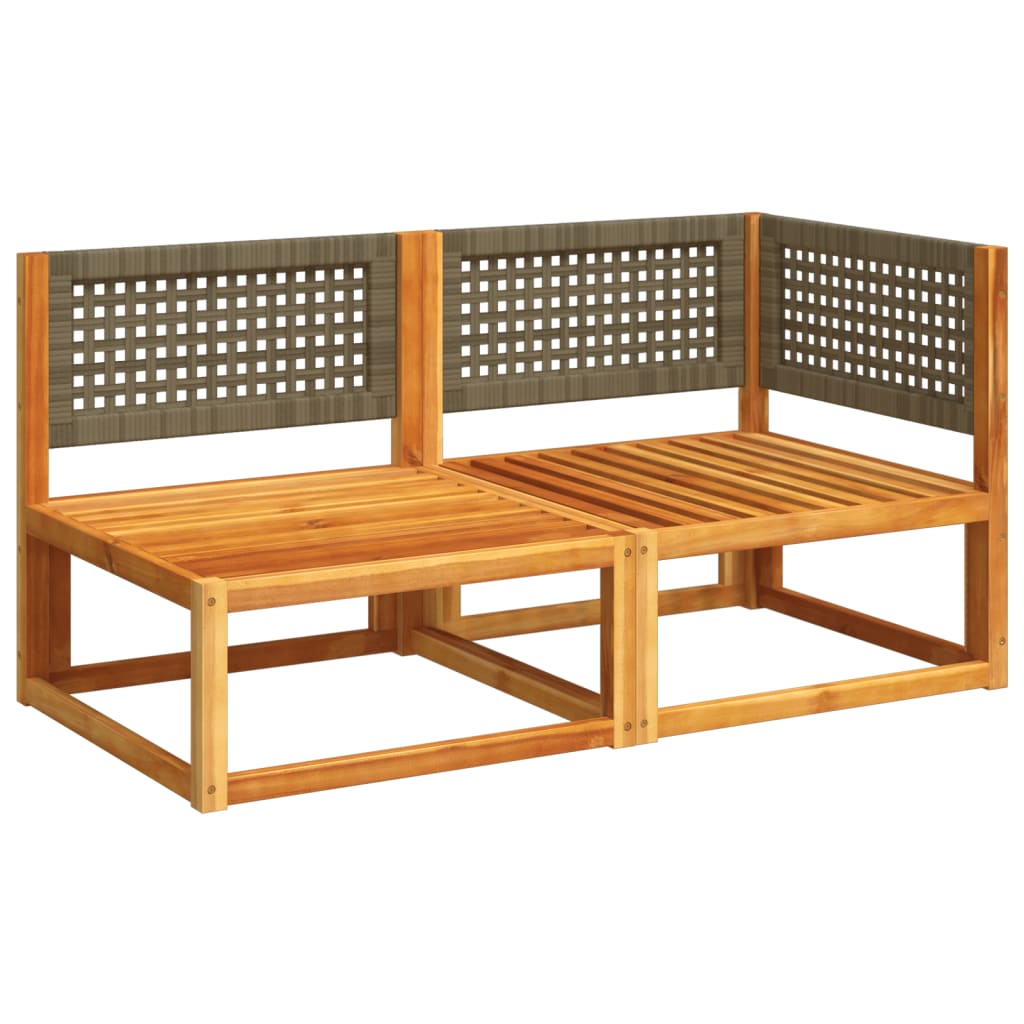 Sofá de jardim  com almofadas, 2 lugares, madeira de acácia e vime