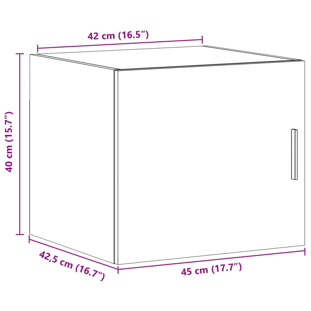 Armário parede 45x42,5x40 cm derivados madeira carvalho fumado
