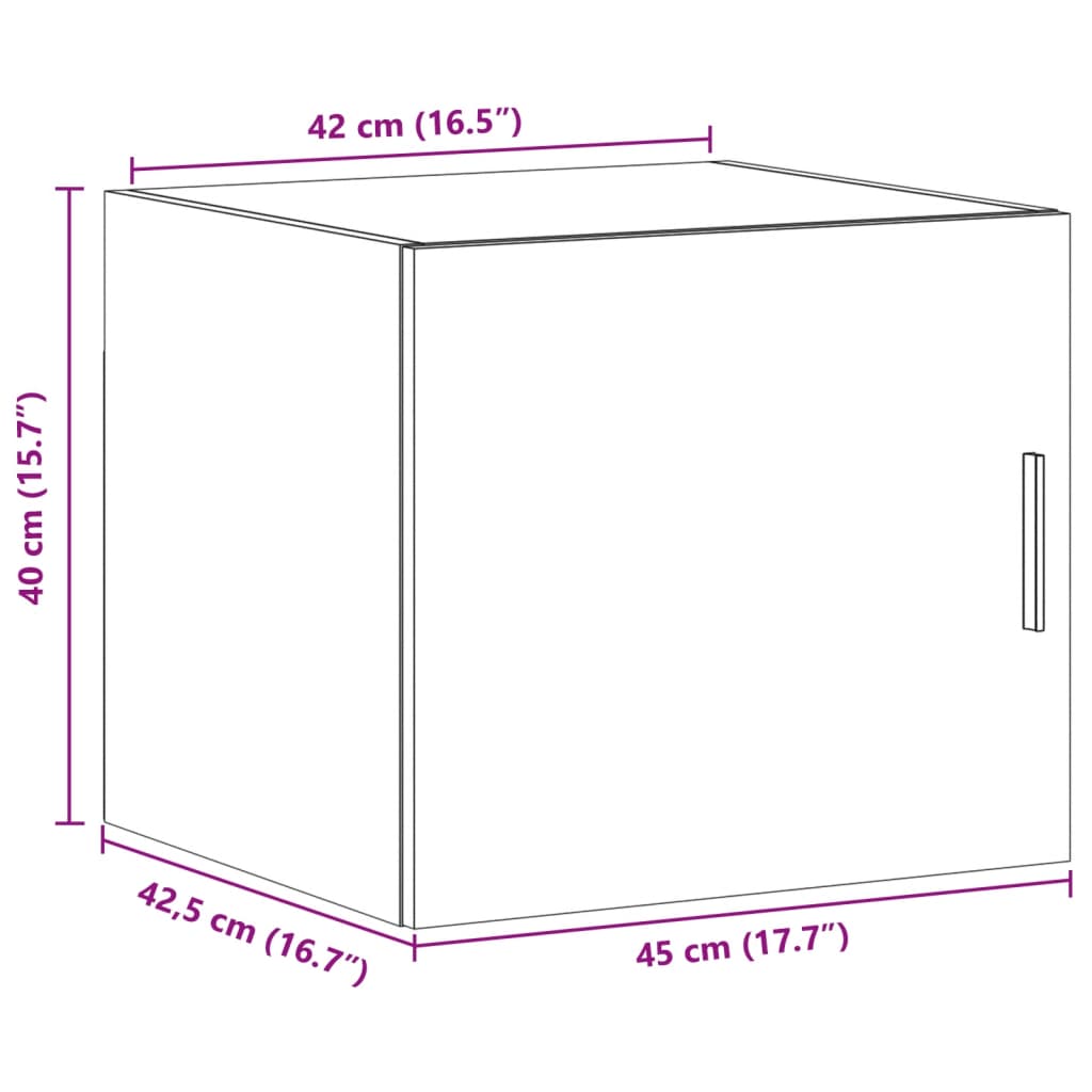 Armário parede 45x42,5x40cm derivados madeira carvalho castanho