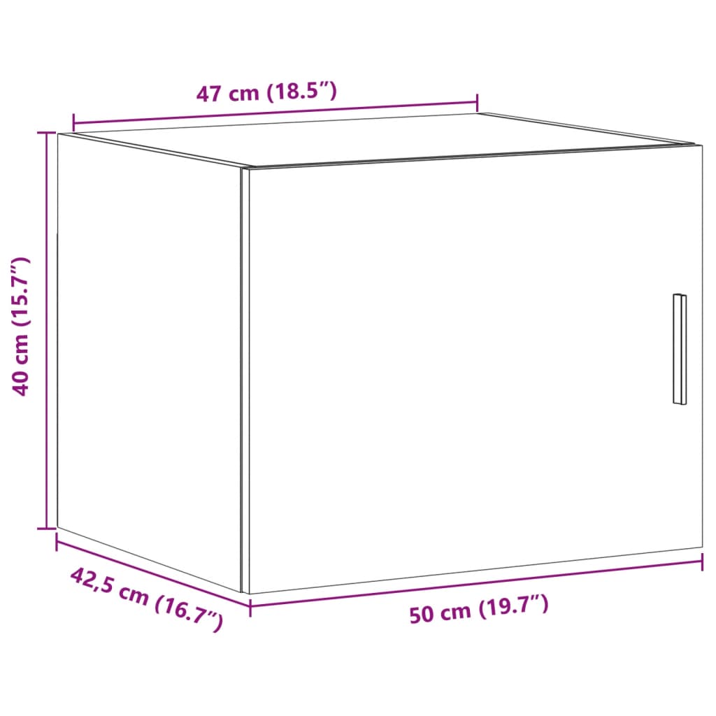 Armário parede 50x42,5x40 cm derivados madeira cinzento sonoma