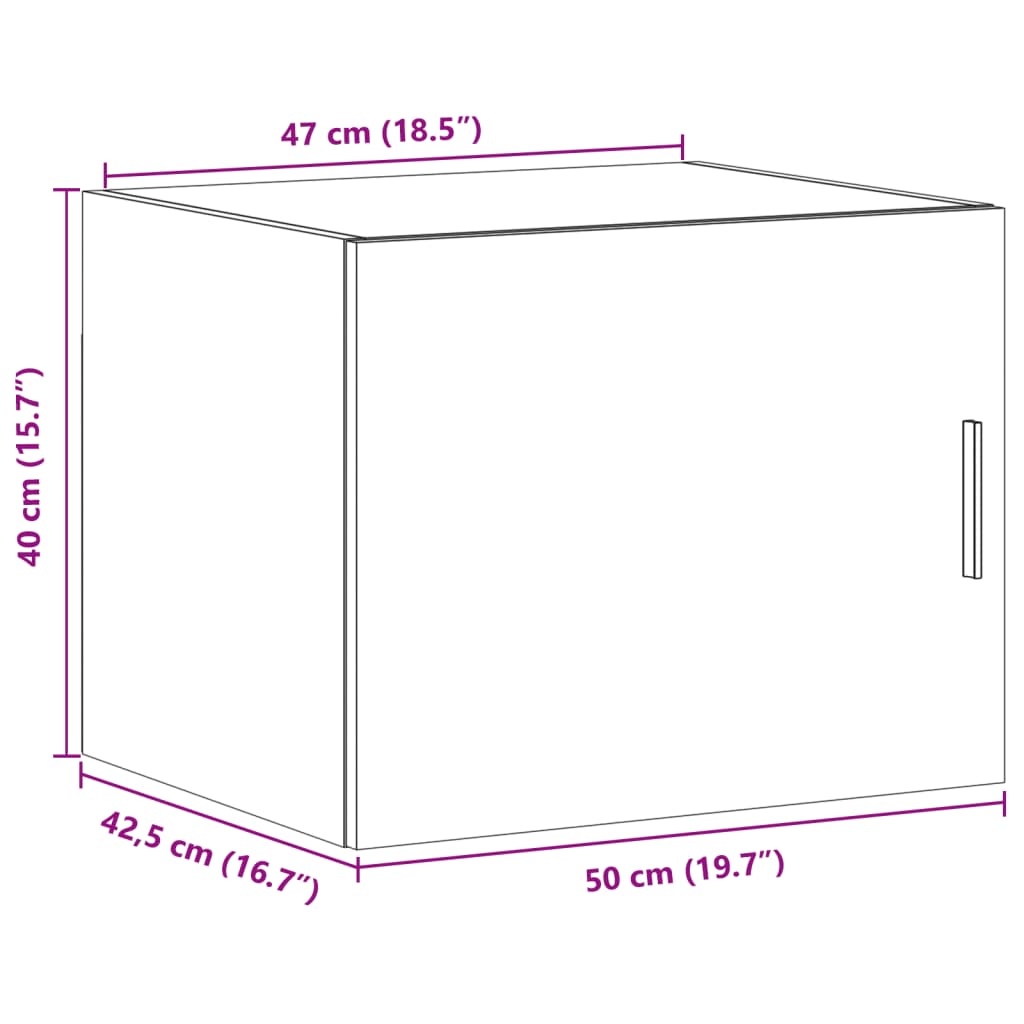 Armário parede 50x42,5x40 cm derivados de madeira cinza sonoma