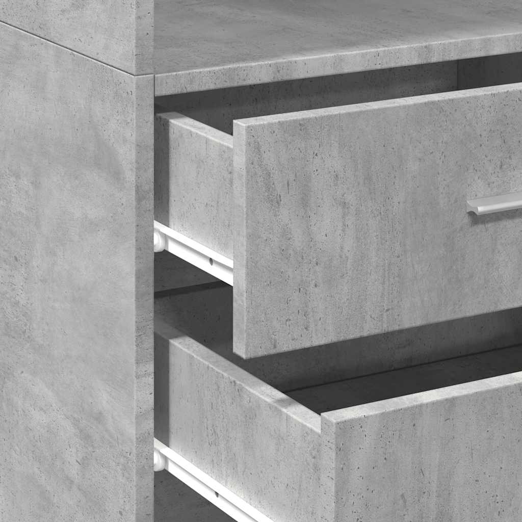 Armário de arrumação estreito derivados madeira cinza cimento