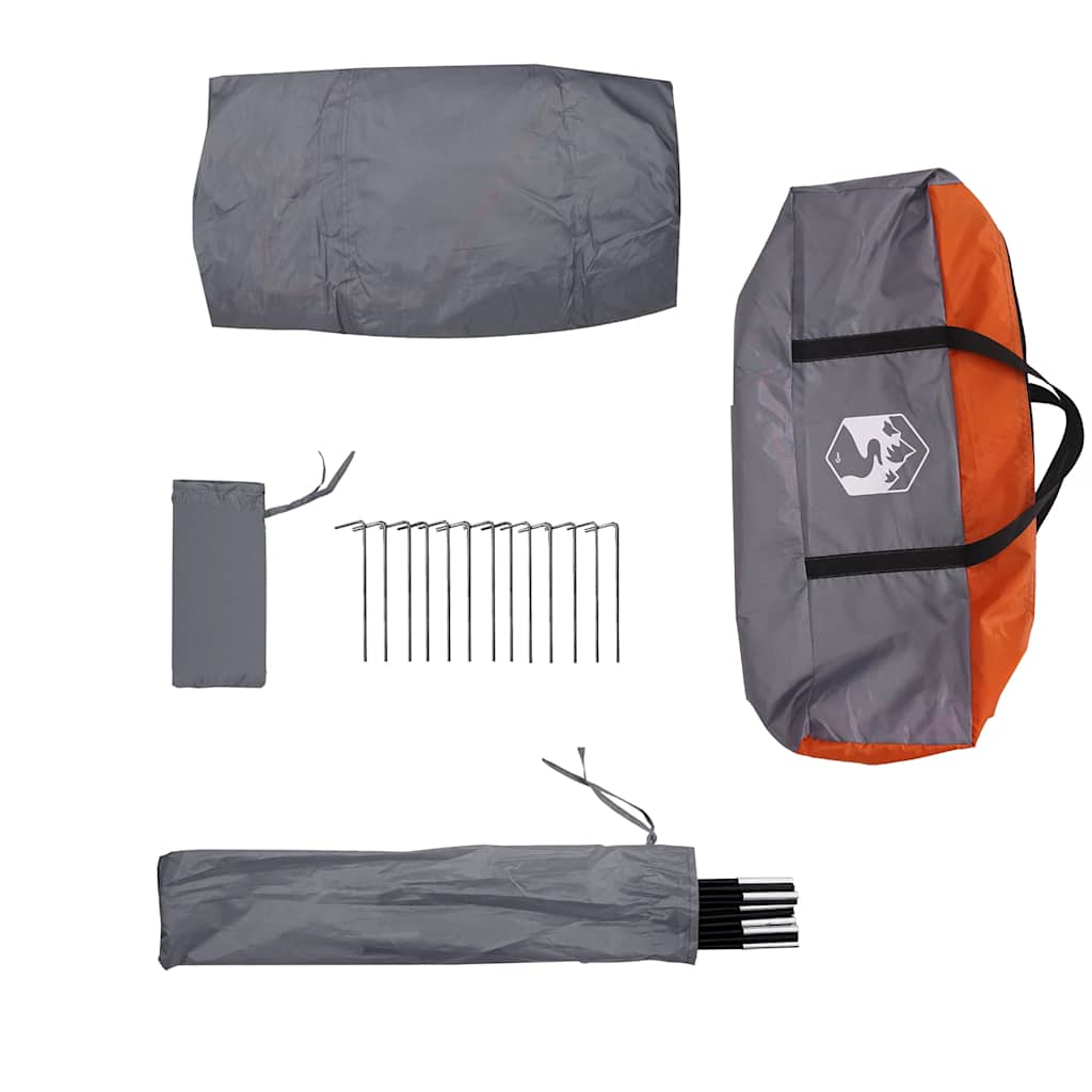 Tenda de campismo p/ 2 pessoas impermeável cinzento/laranja