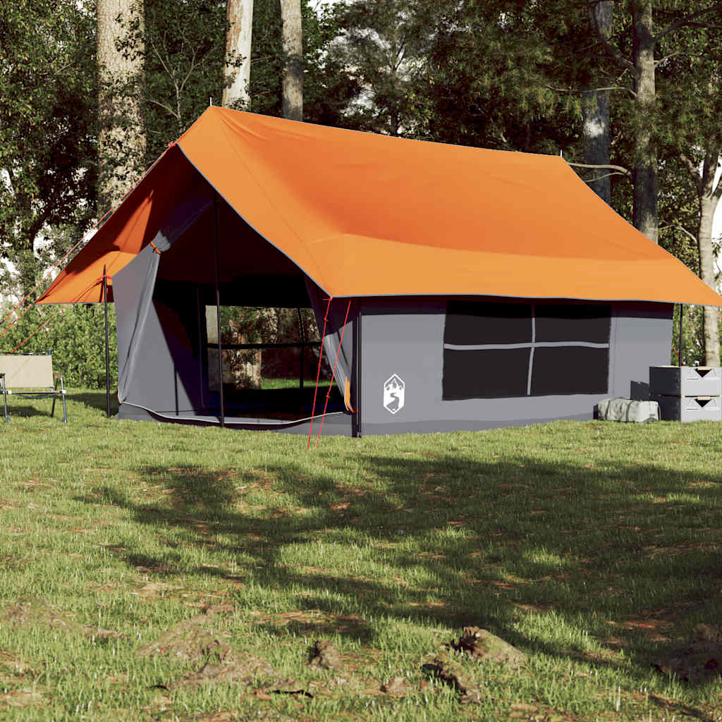 Tenda de campismo p/ 5 pessoas impermeável cinzento e laranja