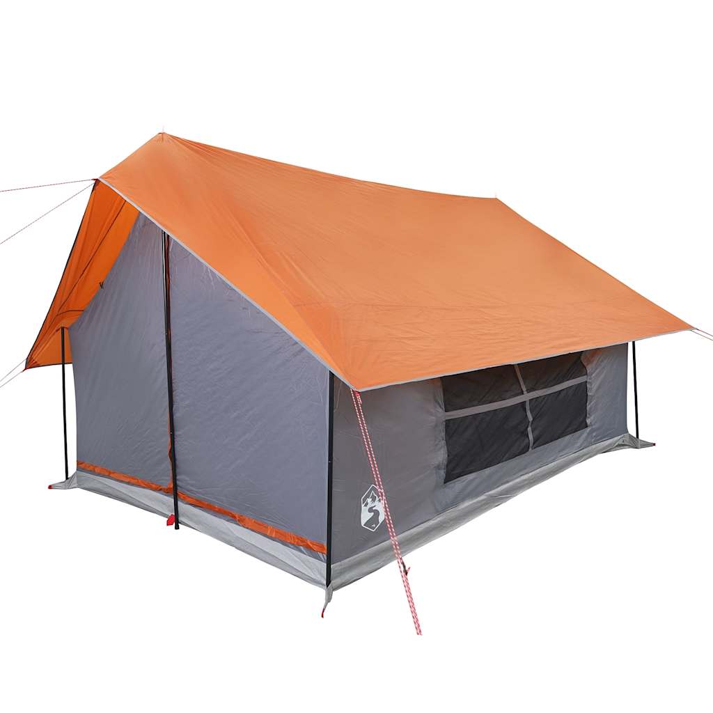 Tenda de campismo p/ 5 pessoas impermeável cinzento e laranja