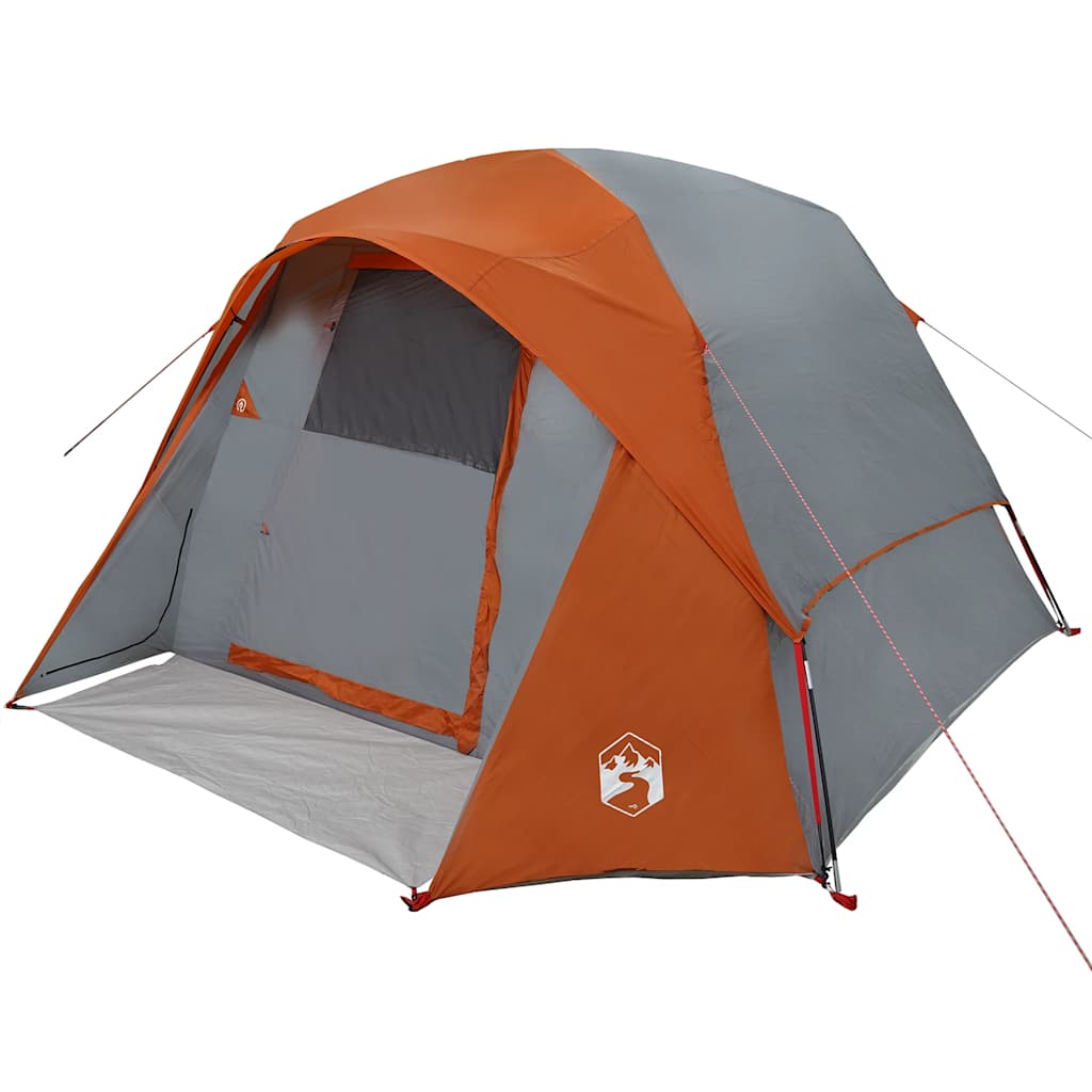 Tenda de campismo cabana p/ 4 pessoas impermeável cinza/laranja