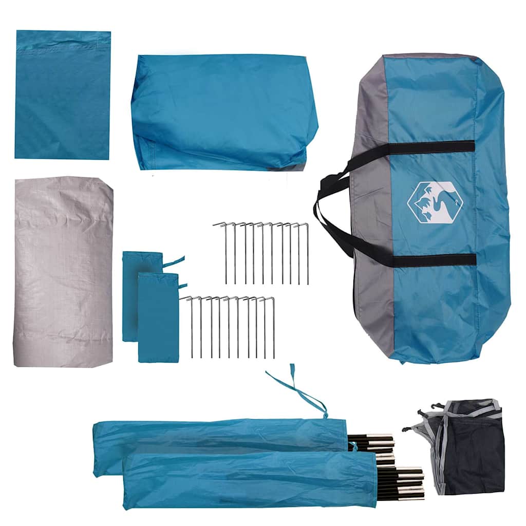 Tenda de campismo para 5 pessoas tecido impermeável azul