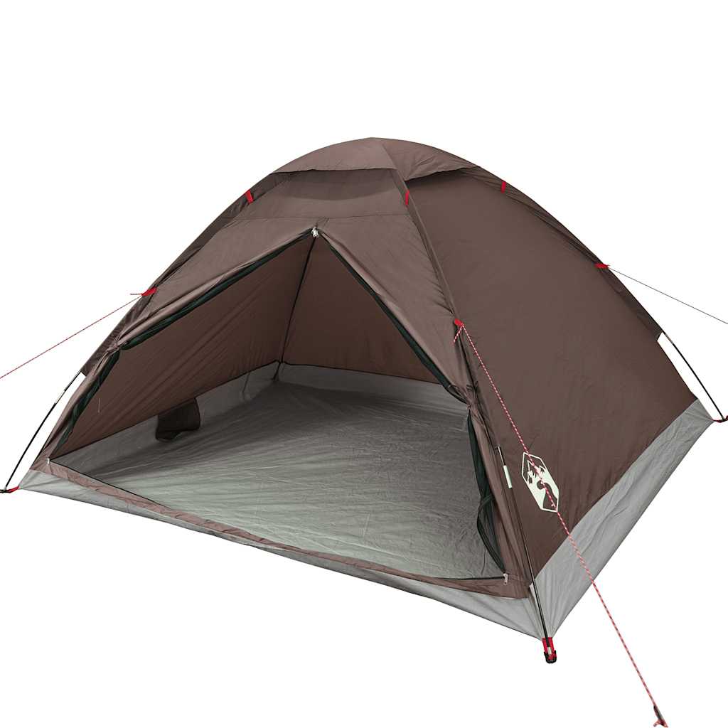Tenda de campismo cúpula para 4 pessoas impermeável castanho