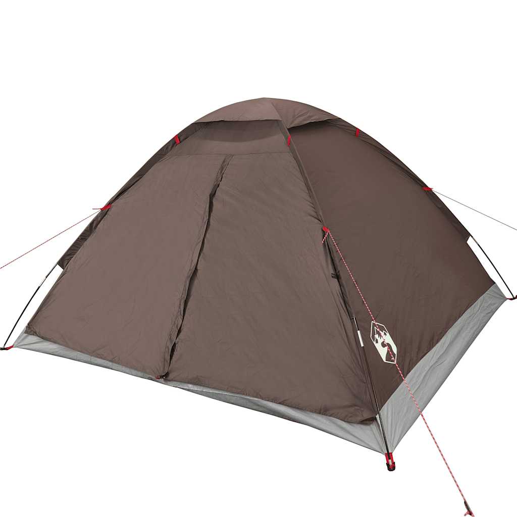 Tenda de campismo cúpula para 4 pessoas impermeável castanho