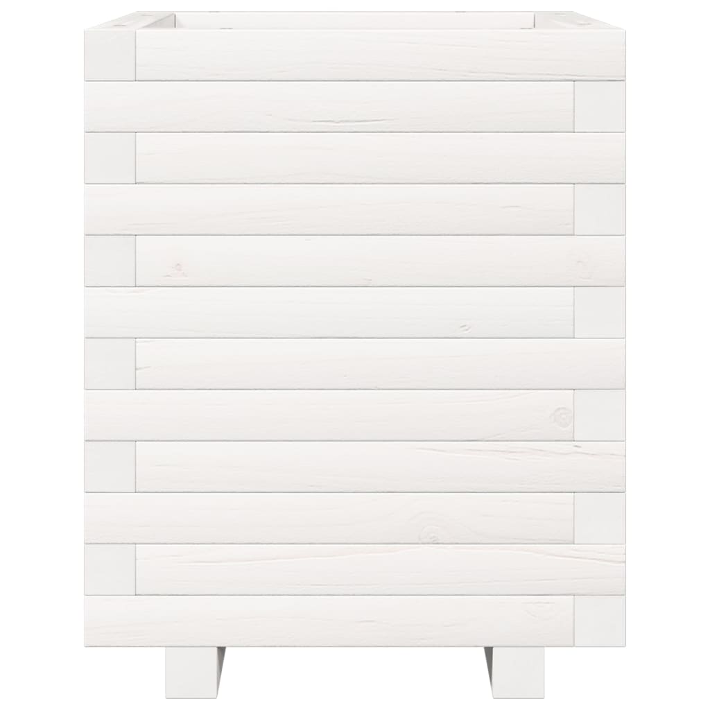 Vaso/floreira de jardim 40x40x49,5 madeira pinho maciça branco