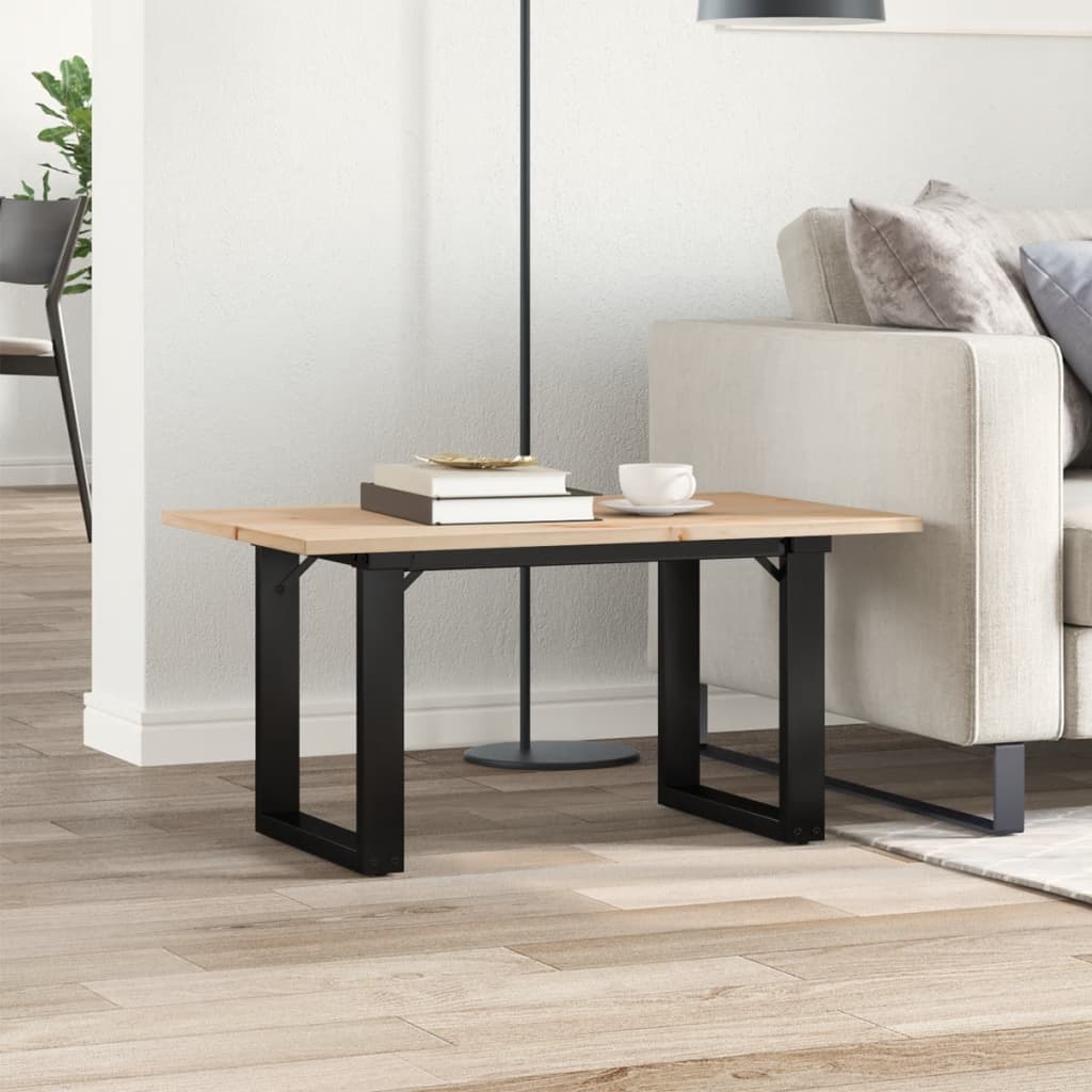 Mesa de centro estrutura em O 80x50x40 cm pinho e aço