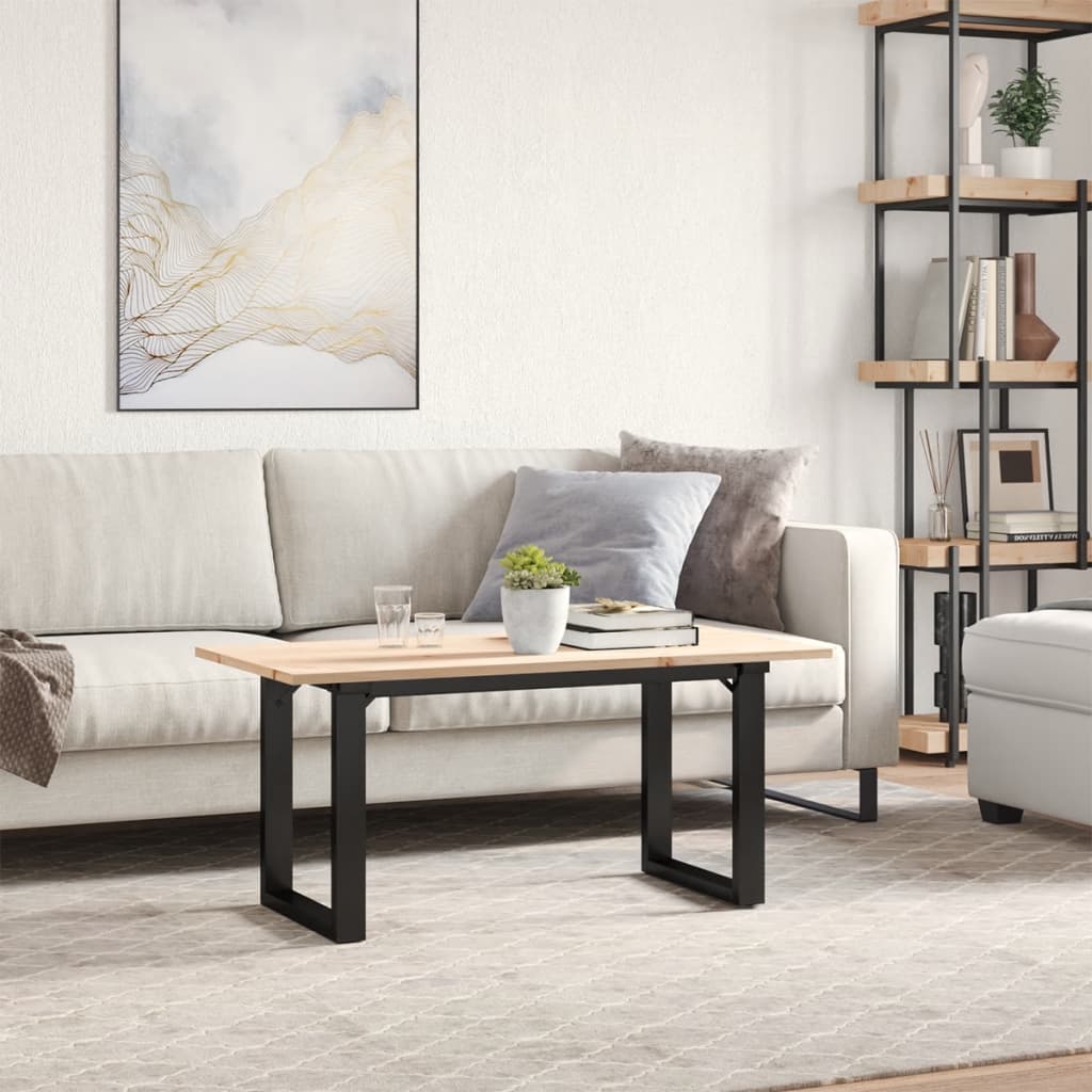 Mesa de centro estrutura em O 100x50x45cm pinho e aço