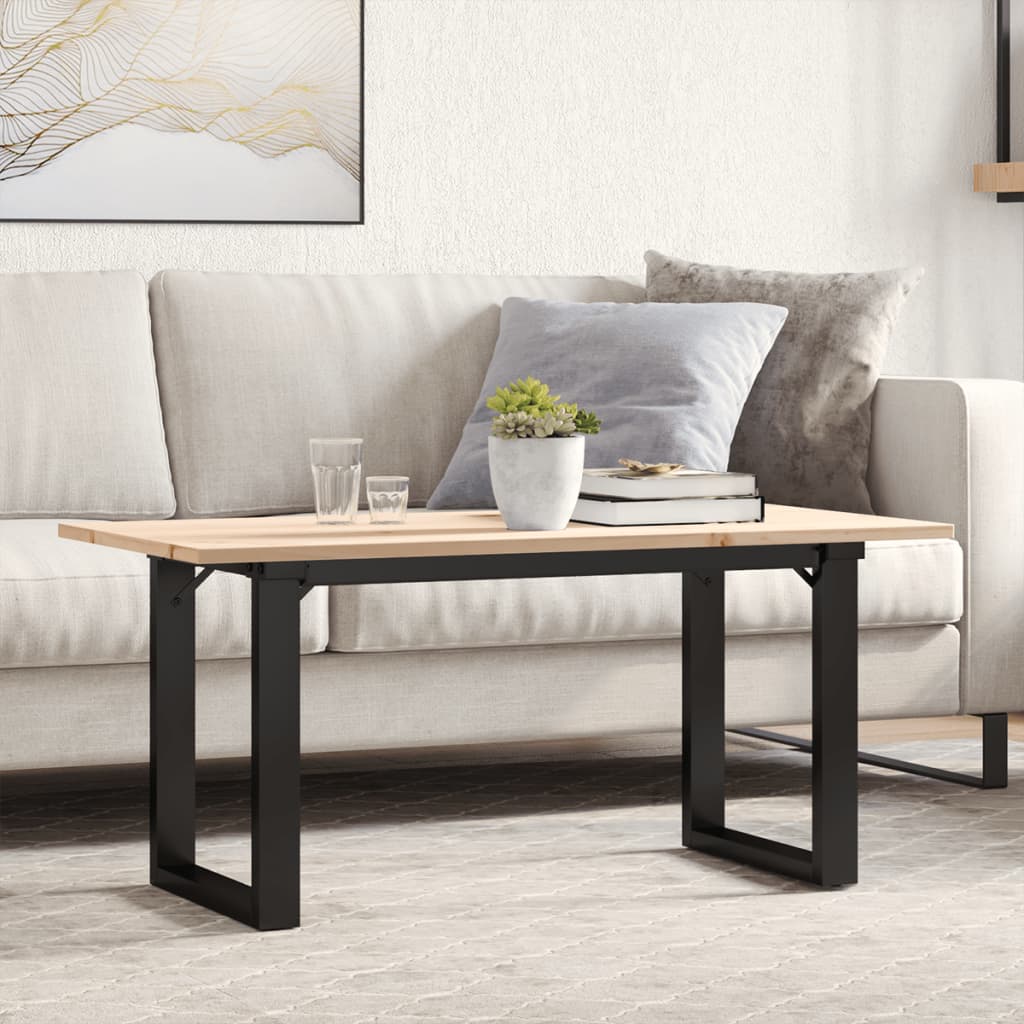 Mesa de centro estrutura em O 100x50x45cm pinho e aço