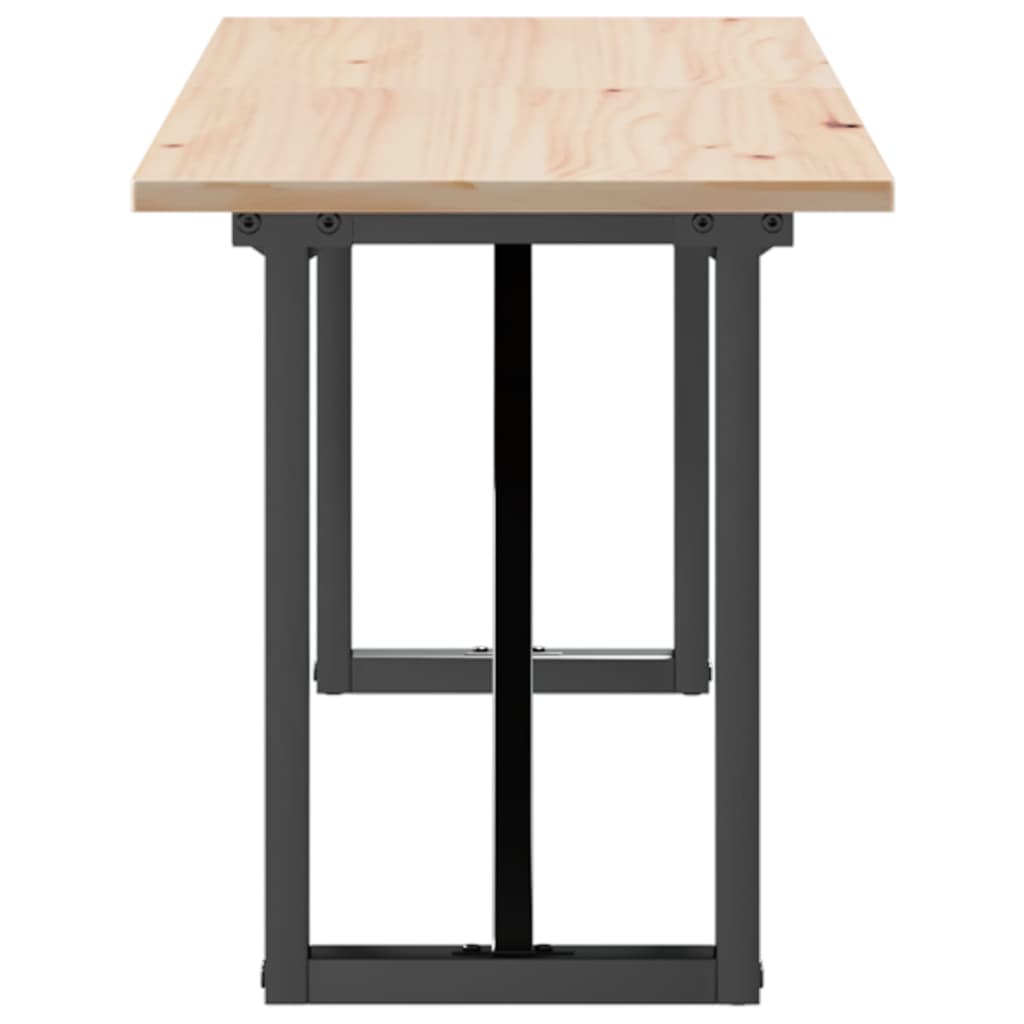 Mesa de centro estrutura em O 160x40x45cm pinho e aço